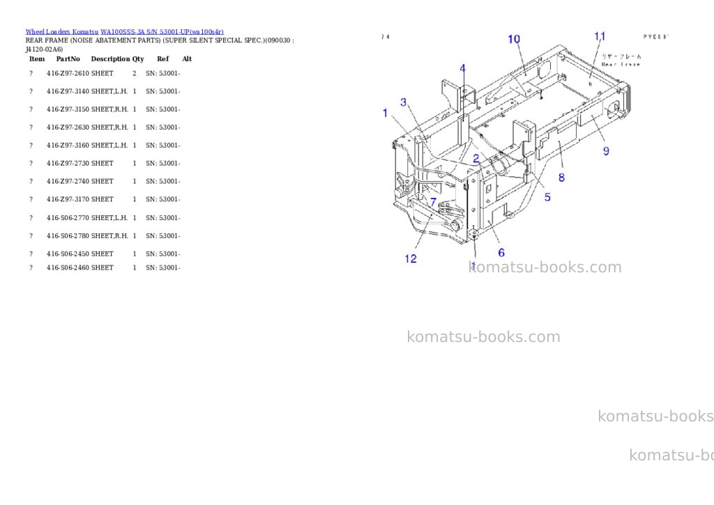 Komatsu wa100sss-3a s/n 53001-up Parts catalog cover Page 5 Komatsu wa100sss-3a s/n 53001-up Parts catalog cover Page 5