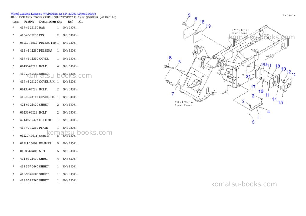 Komatsu wa100sss-3a s/n 53001-up Parts catalog cover Page 7 Komatsu wa100sss-3a s/n 53001-up Parts catalog cover Page 7