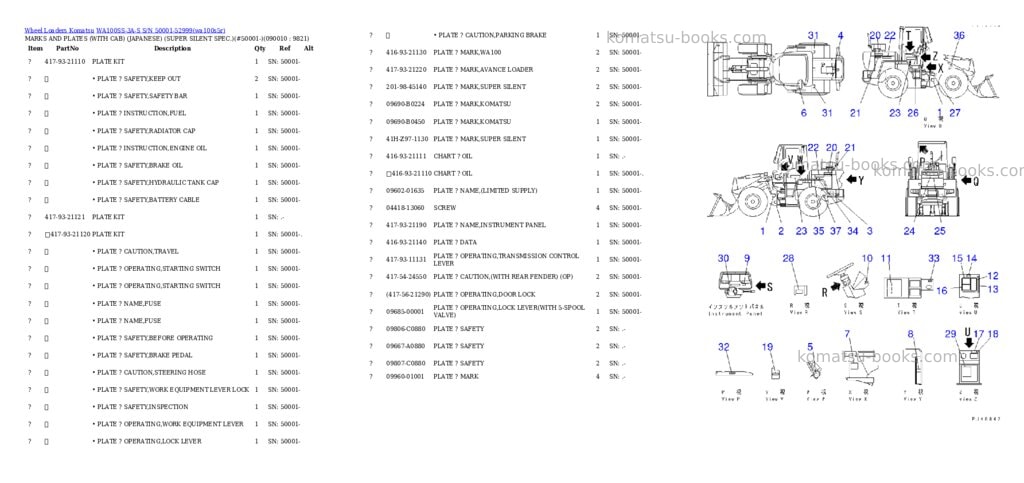 Komatsu wa100ss-3a-s s/n 50001-52999 Parts catalog cover Page 10 Komatsu wa100ss-3a-s s/n 50001-52999 Parts catalog cover Page 10