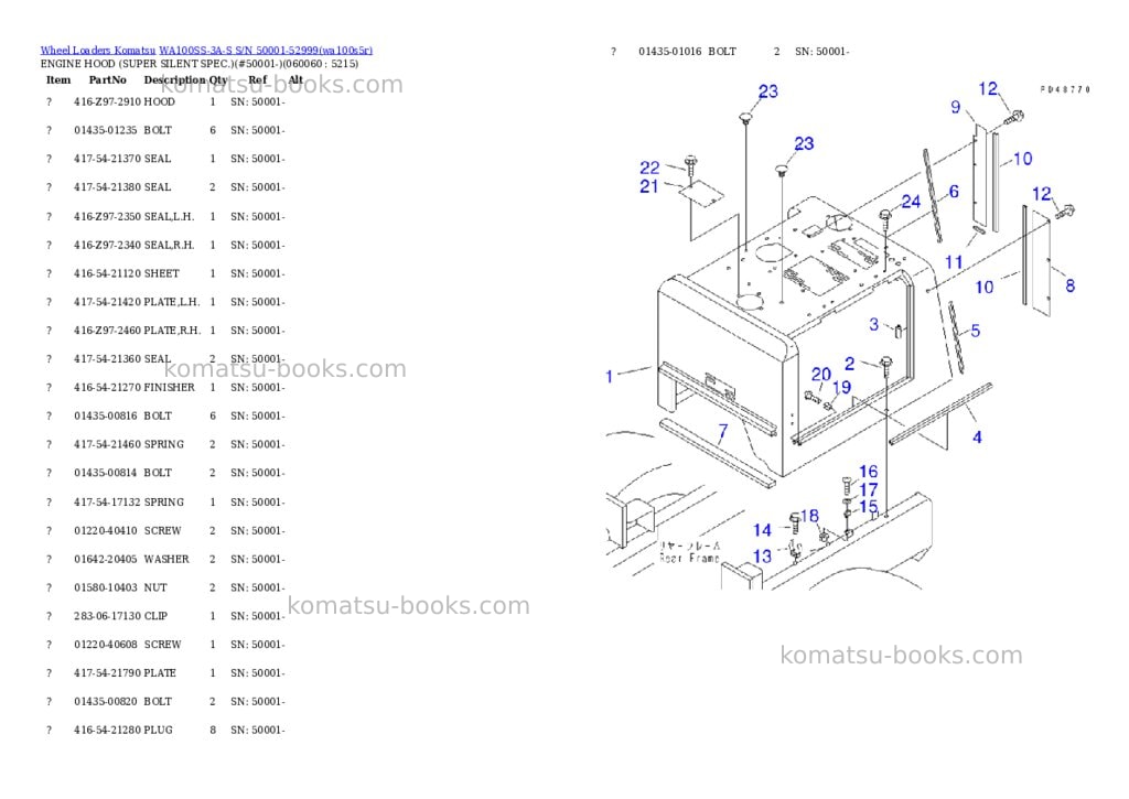Komatsu wa100ss-3a-s s/n 50001-52999 Parts catalog cover Page 7 Komatsu wa100ss-3a-s s/n 50001-52999 Parts catalog cover Page 7