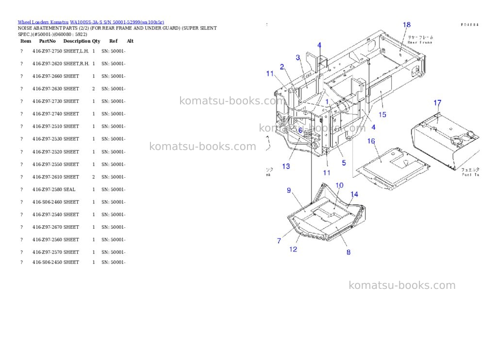 Komatsu wa100ss-3a-s s/n 50001-52999 Parts catalog cover Page 9 Komatsu wa100ss-3a-s s/n 50001-52999 Parts catalog cover Page 9