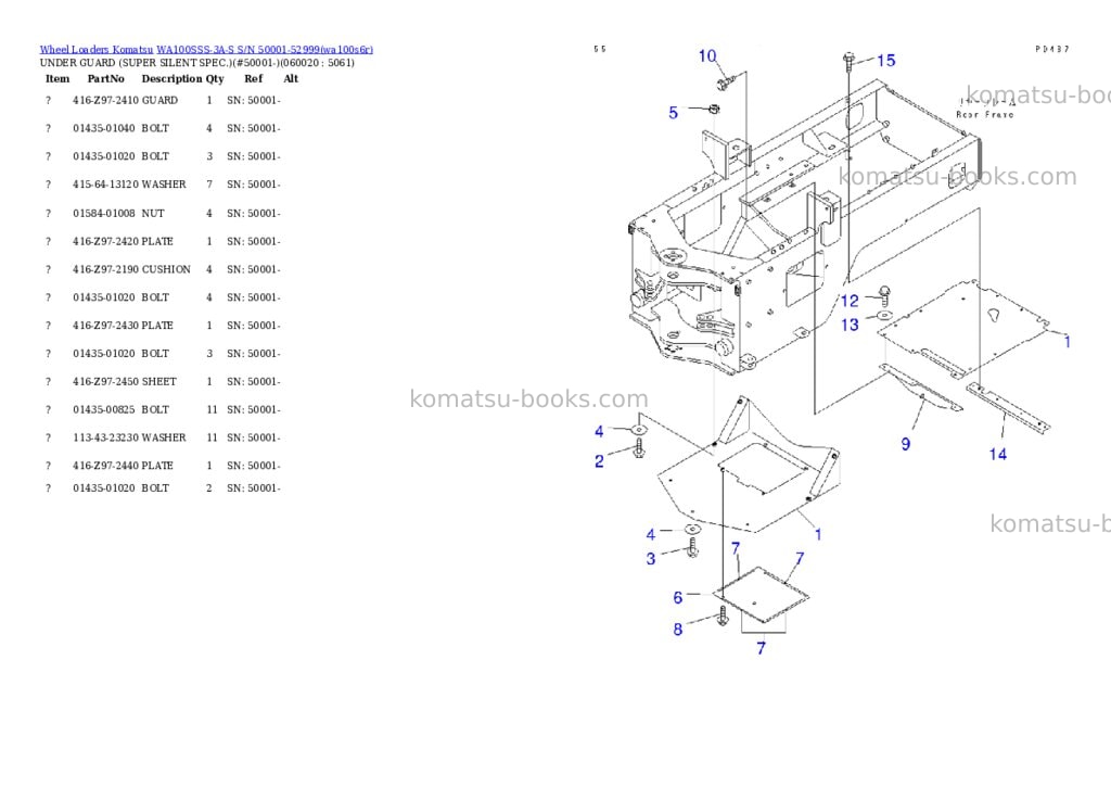 Komatsu wa100sss-3a-s s/n 50001-52999 Parts catalog cover Page 3