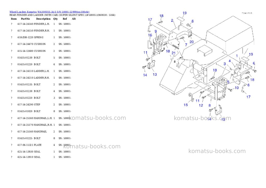 Komatsu wa100sss-3a-s s/n 50001-52999 Parts catalog cover Page 4