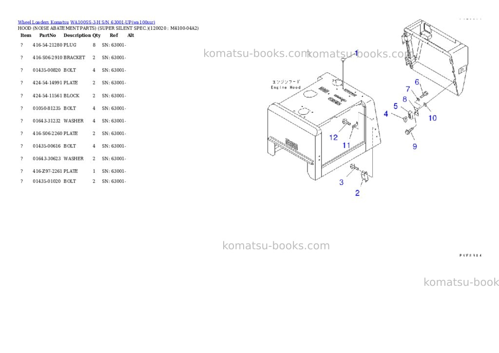 Komatsu wa100ss-3-h s/n 63001-up Parts catalog cover Page 10