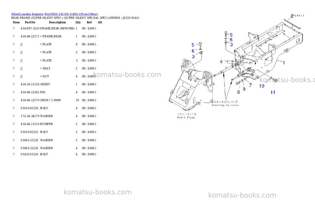 Komatsu wa100ss-3-h s/n 63001-up Parts catalog cover Page 4