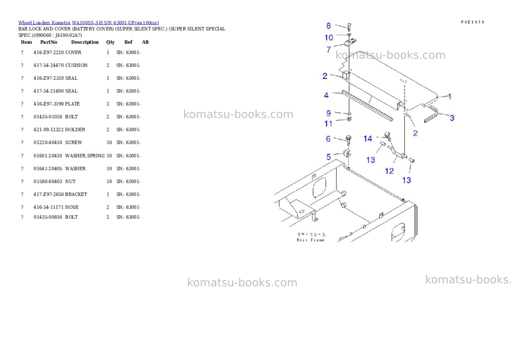 Komatsu wa100ss-3-h s/n 63001-up Parts catalog cover Page 8