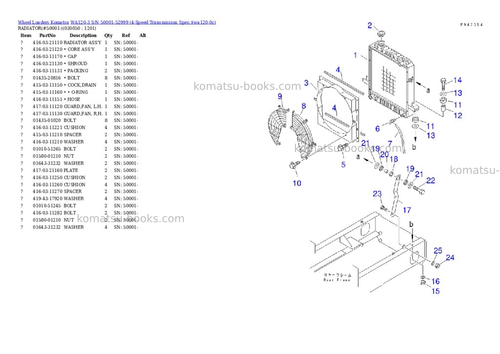 Komatsu WA120-3 S/N 50001-52999 (4-Speed Transmission Spec.) Parts catalog cover Page 4