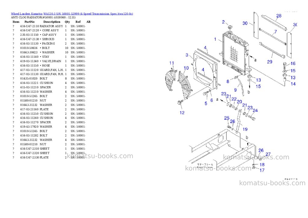 Komatsu WA120-3 S/N 50001-52999 (4-Speed Transmission Spec.) Parts catalog cover Page 5