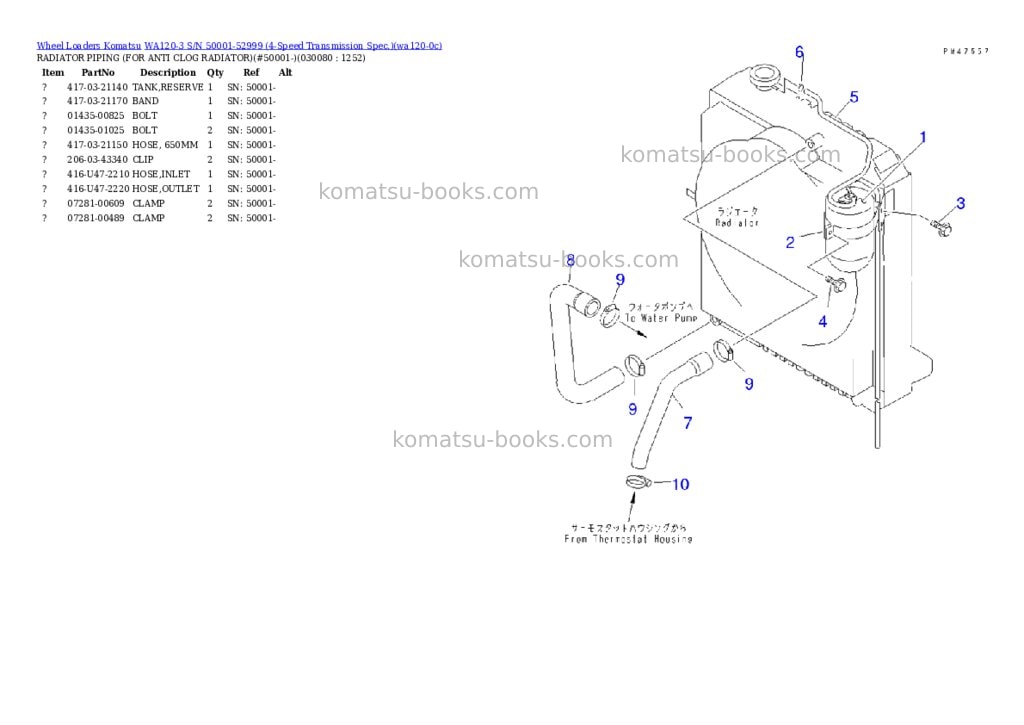 Komatsu WA120-3 S/N 50001-52999 (4-Speed Transmission Spec.) Parts catalog cover Page 7