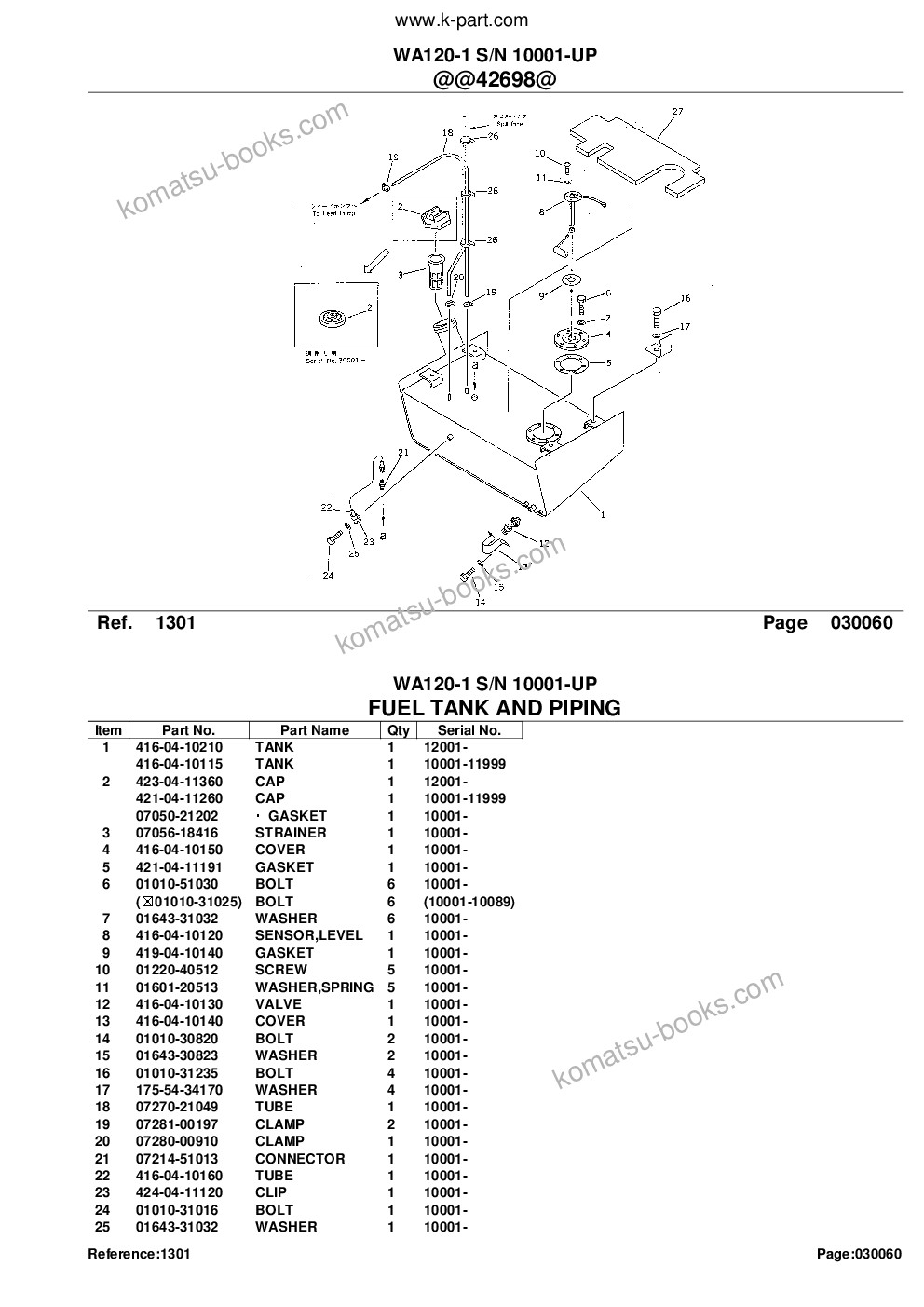 Komatsu wa120-1 s/n 10001-up Parts catalog cover Page 10