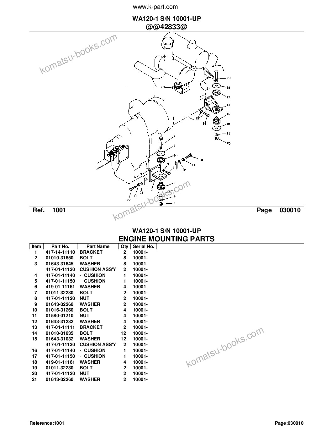 Komatsu wa120-1 s/n 10001-up Parts catalog cover Page 3