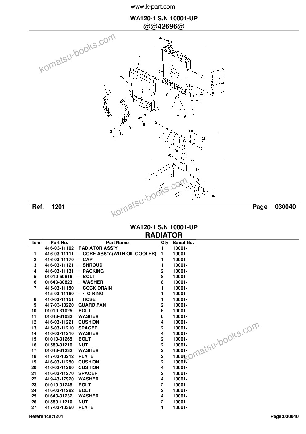 Komatsu wa120-1 s/n 10001-up Parts catalog cover Page 7