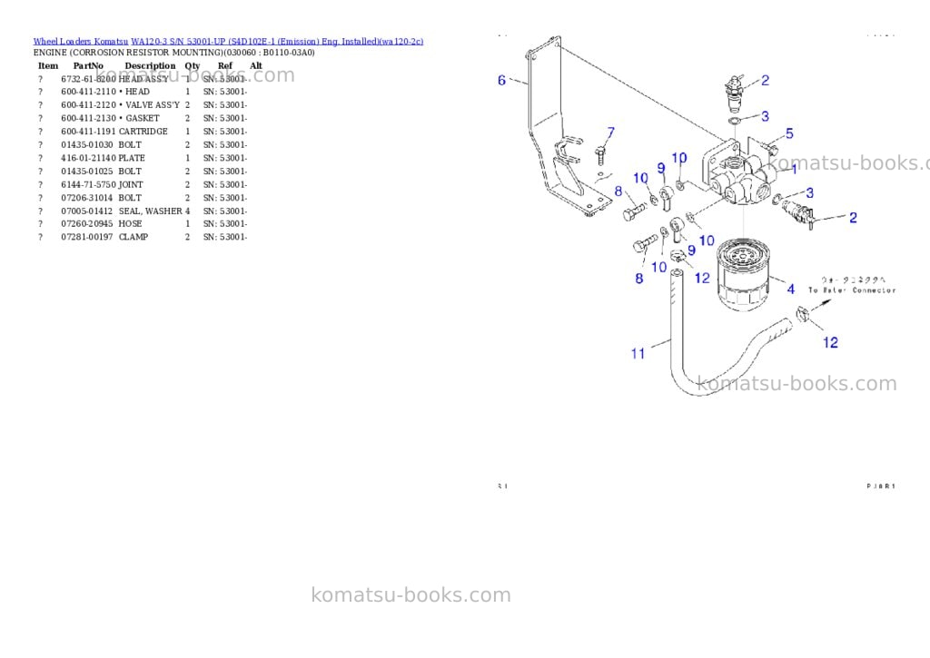 Komatsu wa120-3 s/n 53001-up s4d102e-1 emission eng. installed Parts catalog cover Page 5