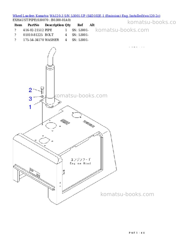 Komatsu wa120-3 s/n 53001-up s4d102e-1 emission eng. installed Parts catalog cover Page 6