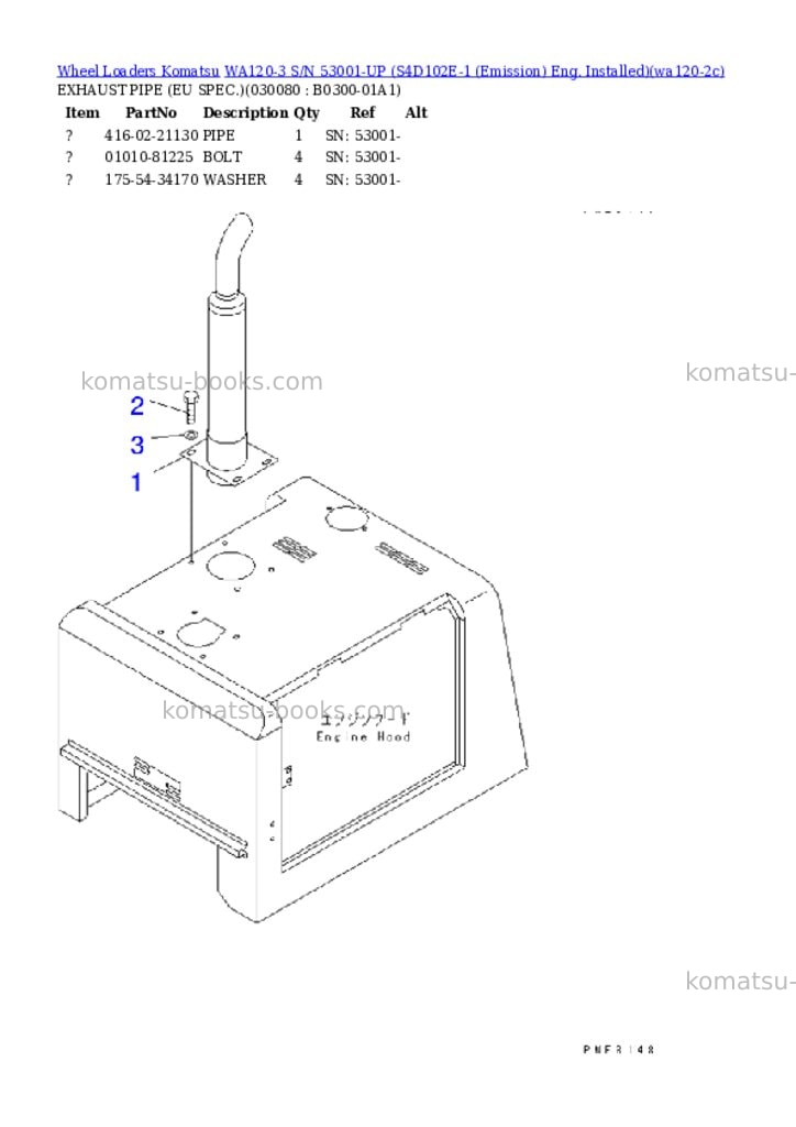Komatsu wa120-3 s/n 53001-up s4d102e-1 emission eng. installed Parts catalog cover Page 7