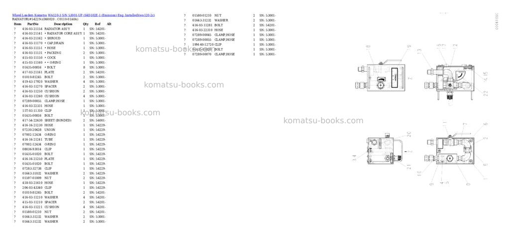 Komatsu wa120-3 s/n 53001-up s4d102e-1 emission eng. installed Parts catalog cover Page 9