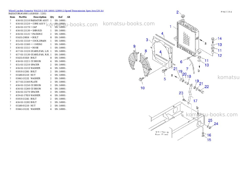 Komatsu WA120-3 S/N 50001-52999 (3-Speed Transmission Spec.) Parts catalog cover Page 4