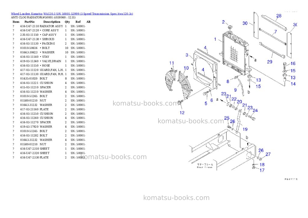 Komatsu WA120-3 S/N 50001-52999 (3-Speed Transmission Spec.) Parts catalog cover Page 5