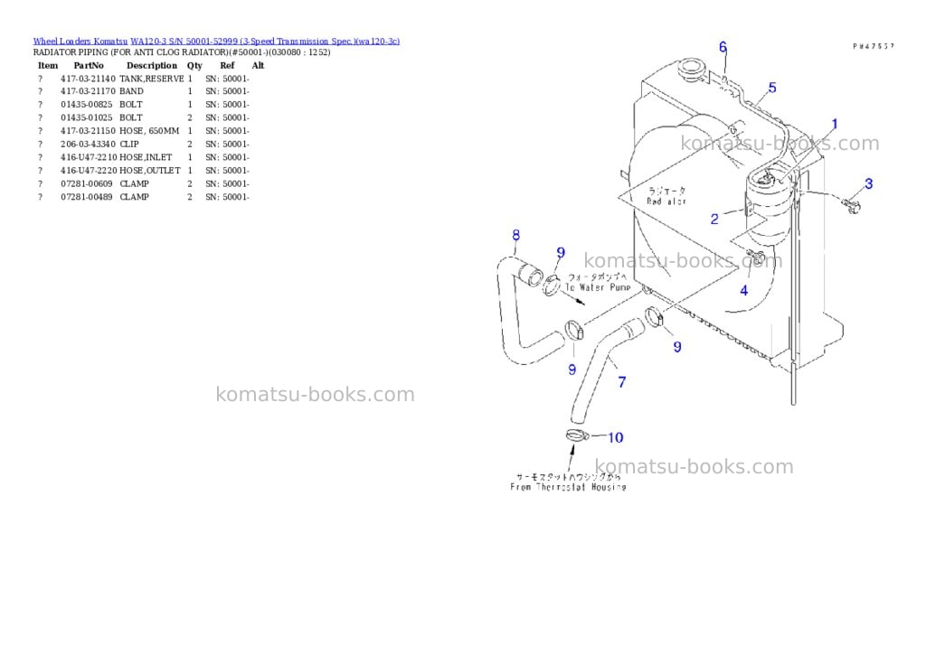 Komatsu WA120-3 S/N 50001-52999 (3-Speed Transmission Spec.) Parts catalog cover Page 7