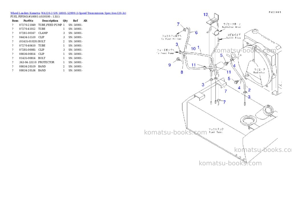 Komatsu WA120-3 S/N 50001-52999 (3-Speed Transmission Spec.) Parts catalog cover Page 9
