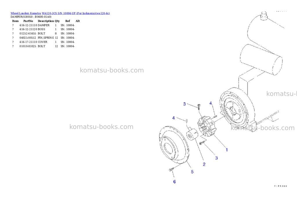 Komatsu WA120-3CS S/N 10004-UP (For Indonesia) Parts catalog cover Page 4