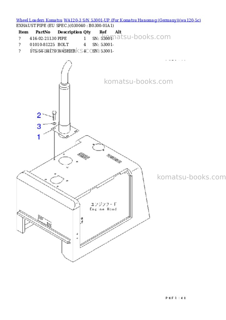 Komatsu wa120-3 s/n 53001-up for komatsu hanomag germany Parts catalog cover Page 3 Komatsu wa120-3 s/n 53001-up for komatsu hanomag germany Parts catalog cover Page 3