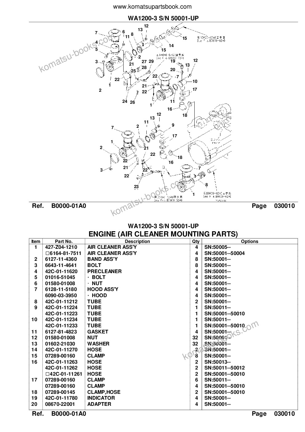 Komatsu wa1200-3 s/n 50001-up Parts catalog cover Page 3