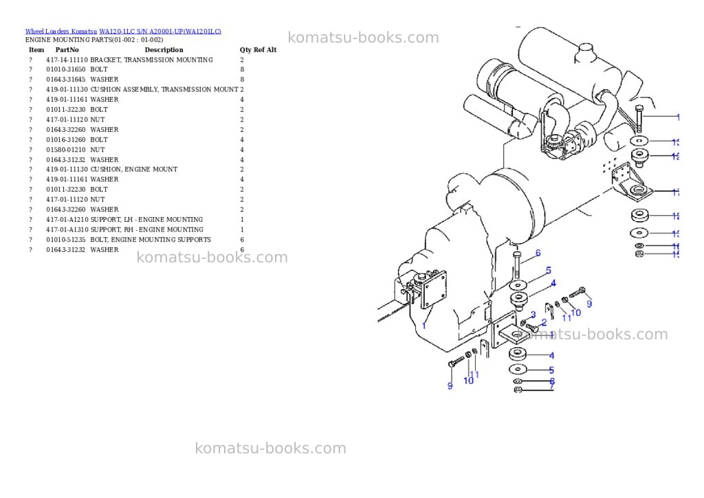 Komatsu wa120-1lc s/n a20001-up Parts catalog cover Komatsu wa120-1lc s/n a20001-up Parts catalog cover