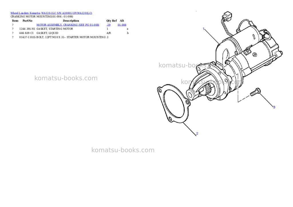 Komatsu wa120-1lc s/n a20001-up Parts catalog cover Page 3 Komatsu wa120-1lc s/n a20001-up Parts catalog cover Page 3