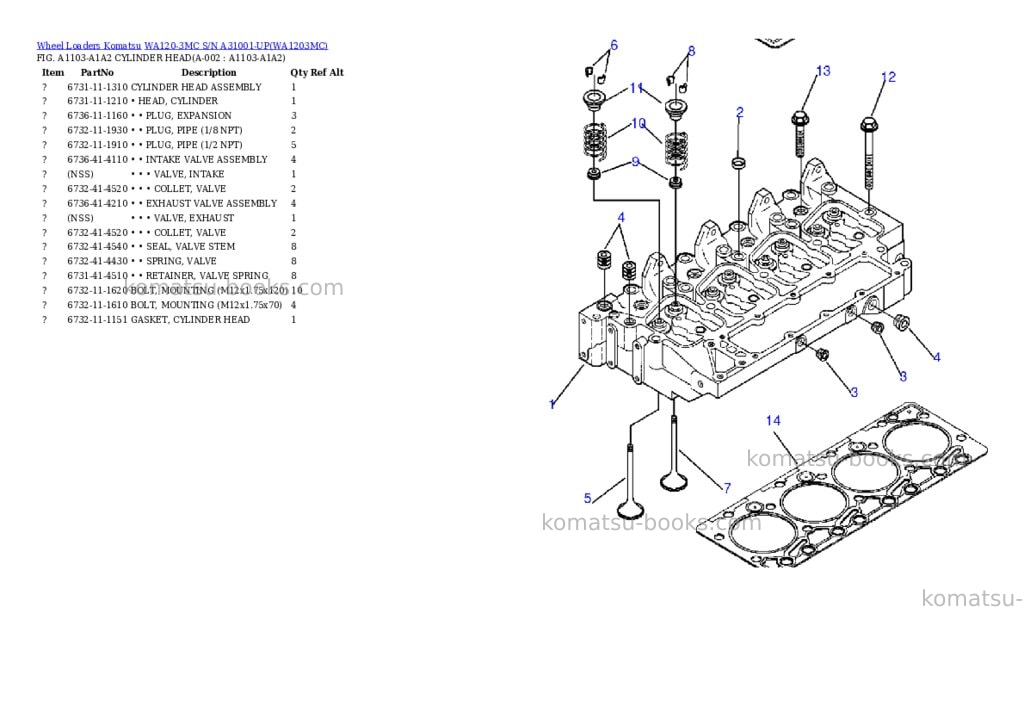 Komatsu wa120-3mc s/n a31001-up Parts catalog cover Komatsu wa120-3mc s/n a31001-up Parts catalog cover