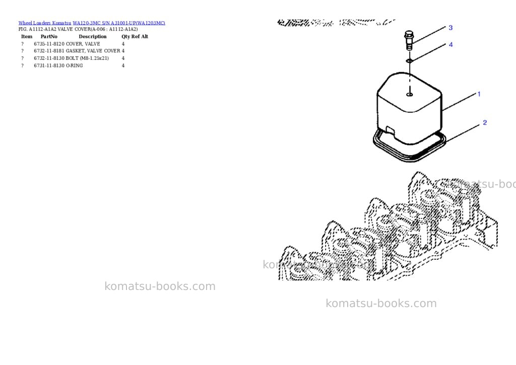 Komatsu wa120-3mc s/n a31001-up Parts catalog cover Page 3 Komatsu wa120-3mc s/n a31001-up Parts catalog cover Page 3