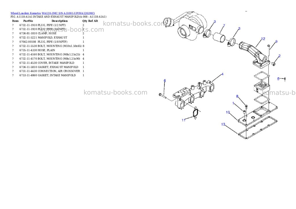 Komatsu wa120-3mc s/n a31001-up Parts catalog cover Page 4 Komatsu wa120-3mc s/n a31001-up Parts catalog cover Page 4