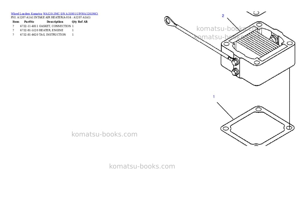 Komatsu wa120-3mc s/n a31001-up Parts catalog cover Page 7 Komatsu wa120-3mc s/n a31001-up Parts catalog cover Page 7