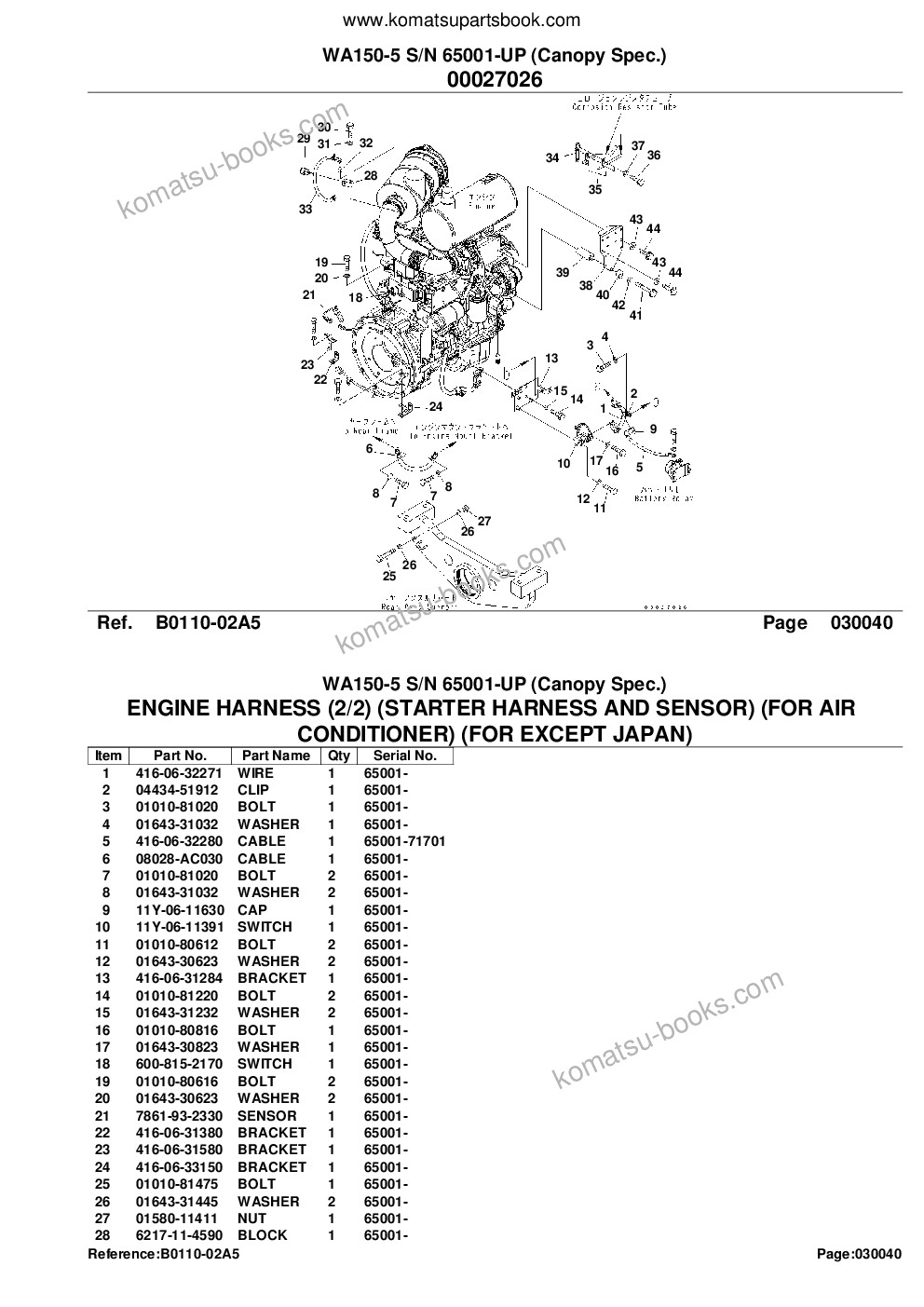 Komatsu wa150-5 s/n 65001-up canopy spec. Parts catalog cover Page 7 Komatsu wa150-5 s/n 65001-up canopy spec. Parts catalog cover Page 7