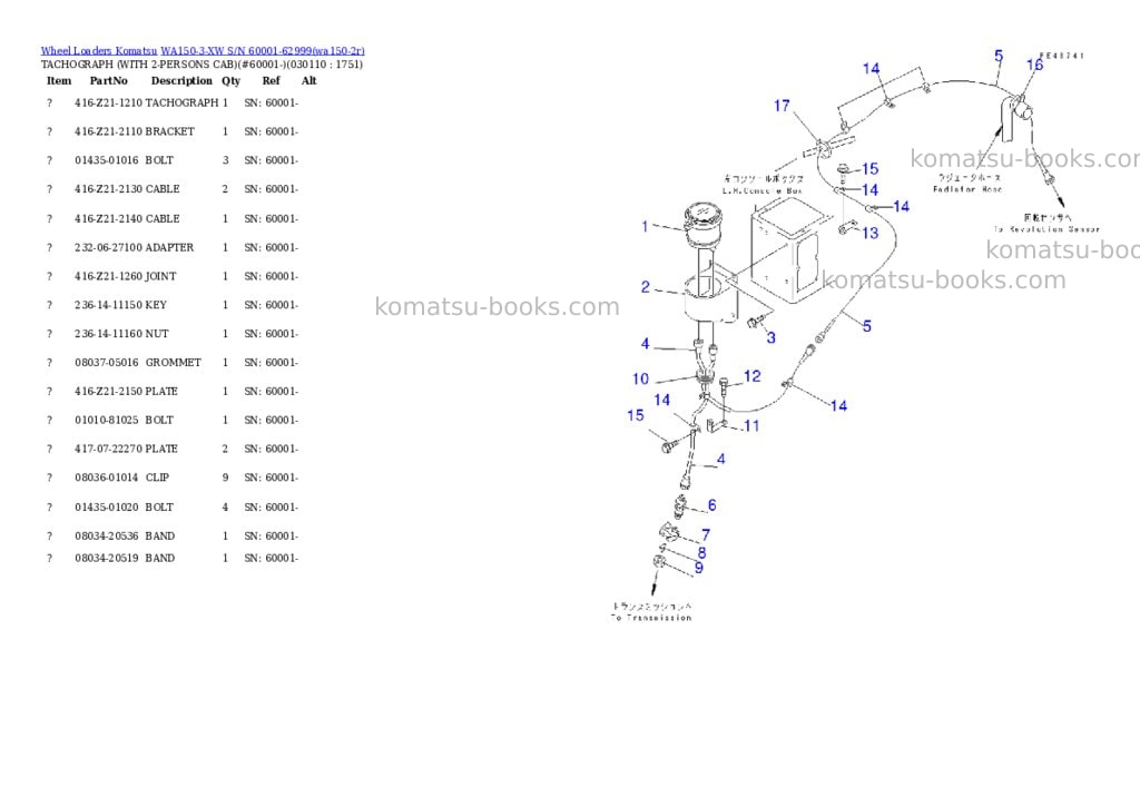 Komatsu wa150-3-xw s/n 60001-62999 Parts catalog cover Page 10