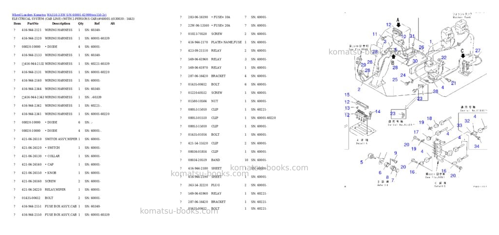 Komatsu wa150-3-xw s/n 60001-62999 Parts catalog cover Page 2