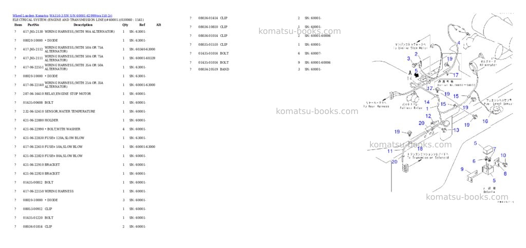 Komatsu wa150-3-xw s/n 60001-62999 Parts catalog cover Page 5