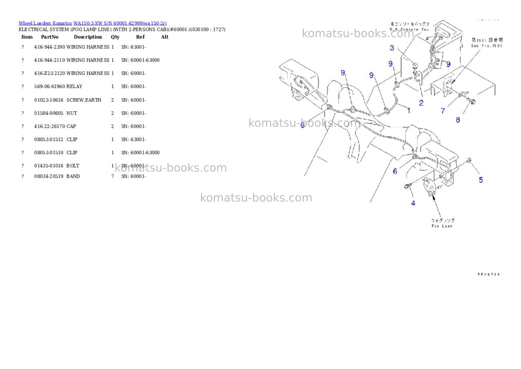 Komatsu wa150-3-xw s/n 60001-62999 Parts catalog cover Page 9