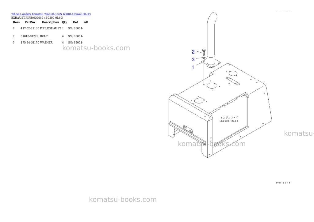 Komatsu wa150-3 s/n 63001-up Parts catalog cover Page 3 Komatsu wa150-3 s/n 63001-up Parts catalog cover Page 3