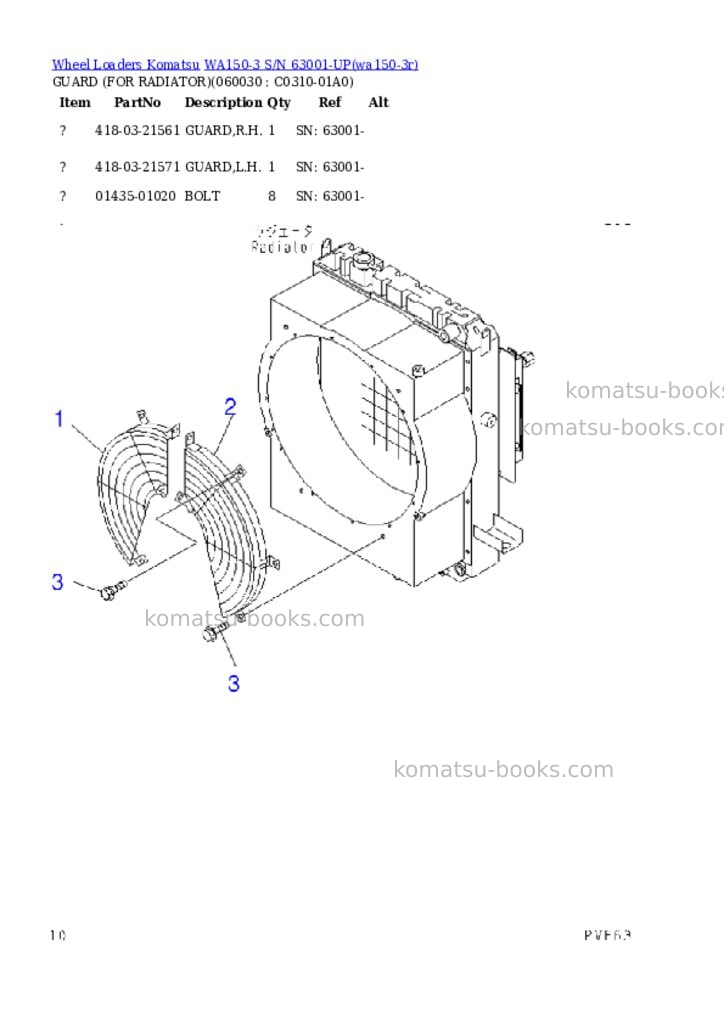 Komatsu wa150-3 s/n 63001-up Parts catalog cover Page 7 Komatsu wa150-3 s/n 63001-up Parts catalog cover Page 7