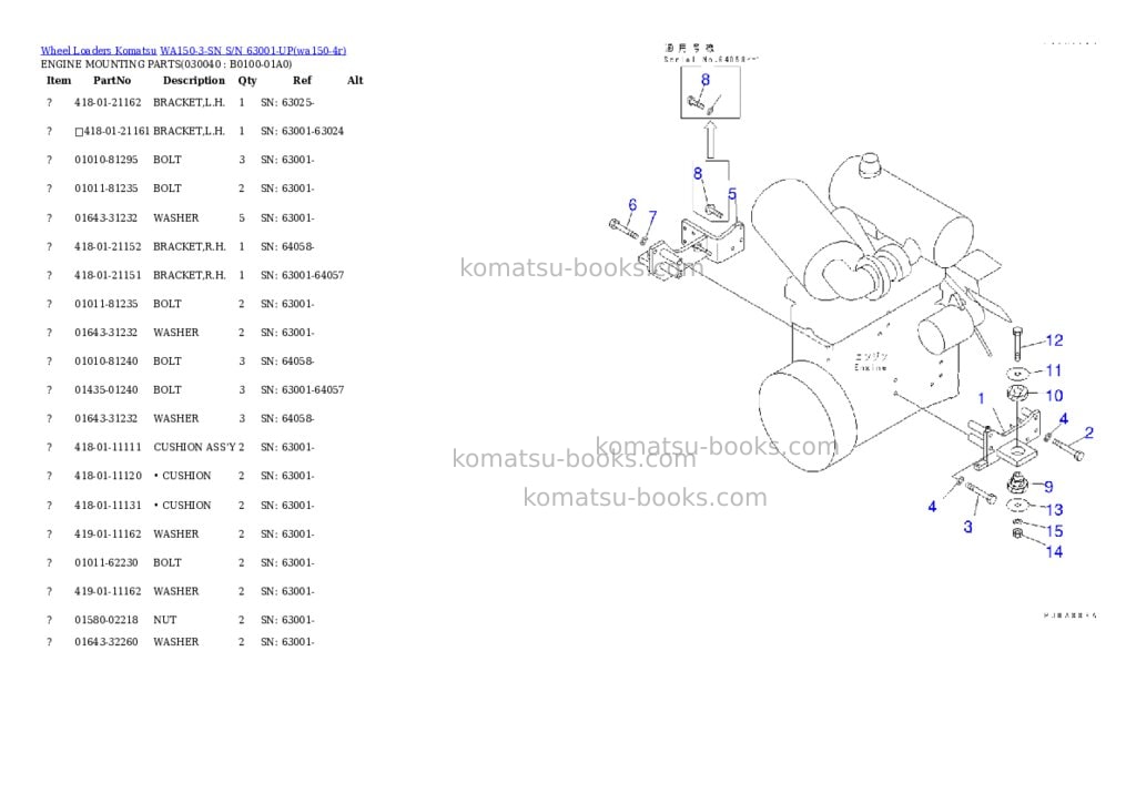 Komatsu wa150-3-sn s/n 63001-up Parts catalog cover Page 3