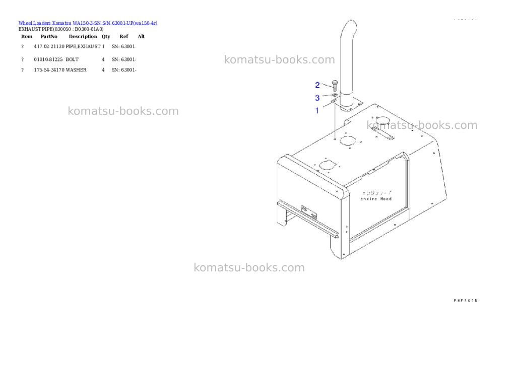 Komatsu wa150-3-sn s/n 63001-up Parts catalog cover Page 4