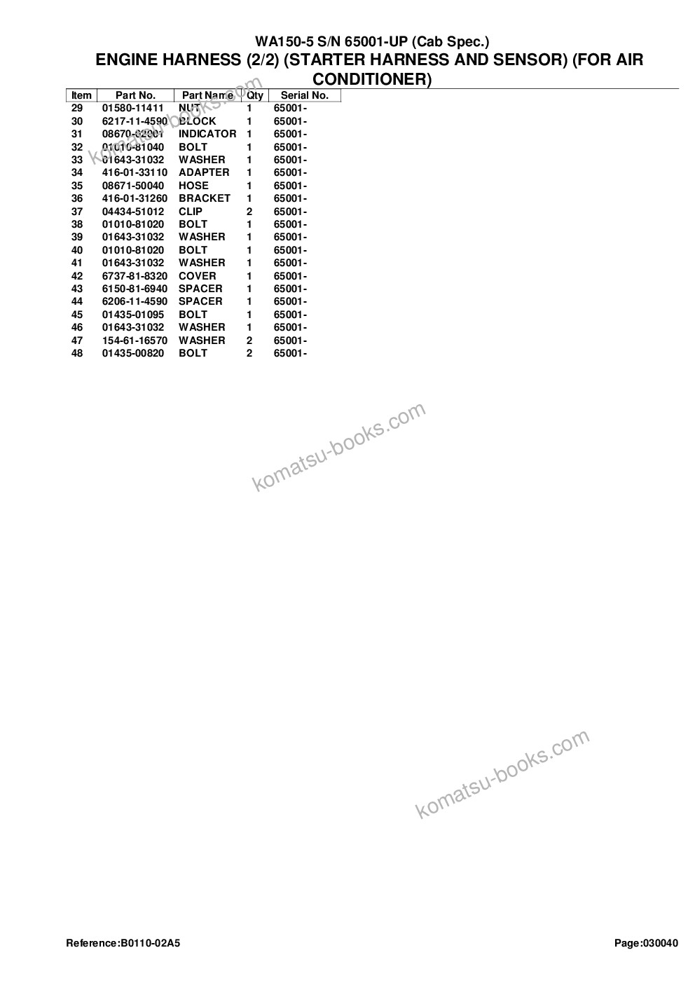Komatsu wa150-5 s/n 65001-up cab spec. Parts catalog cover Page 10
