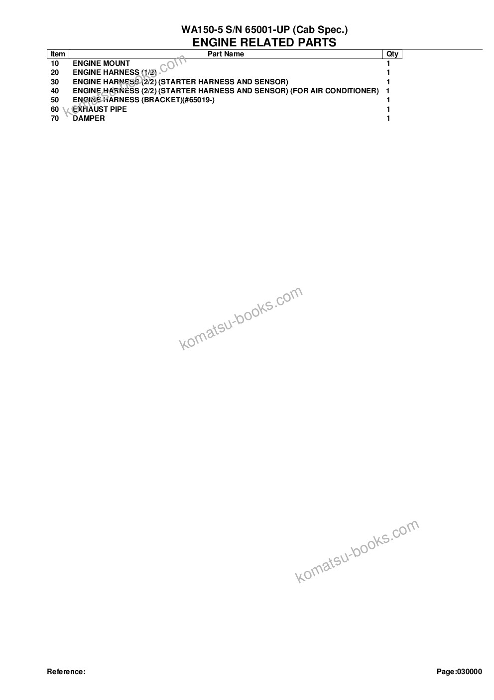Komatsu wa150-5 s/n 65001-up cab spec. Parts catalog cover Page 2