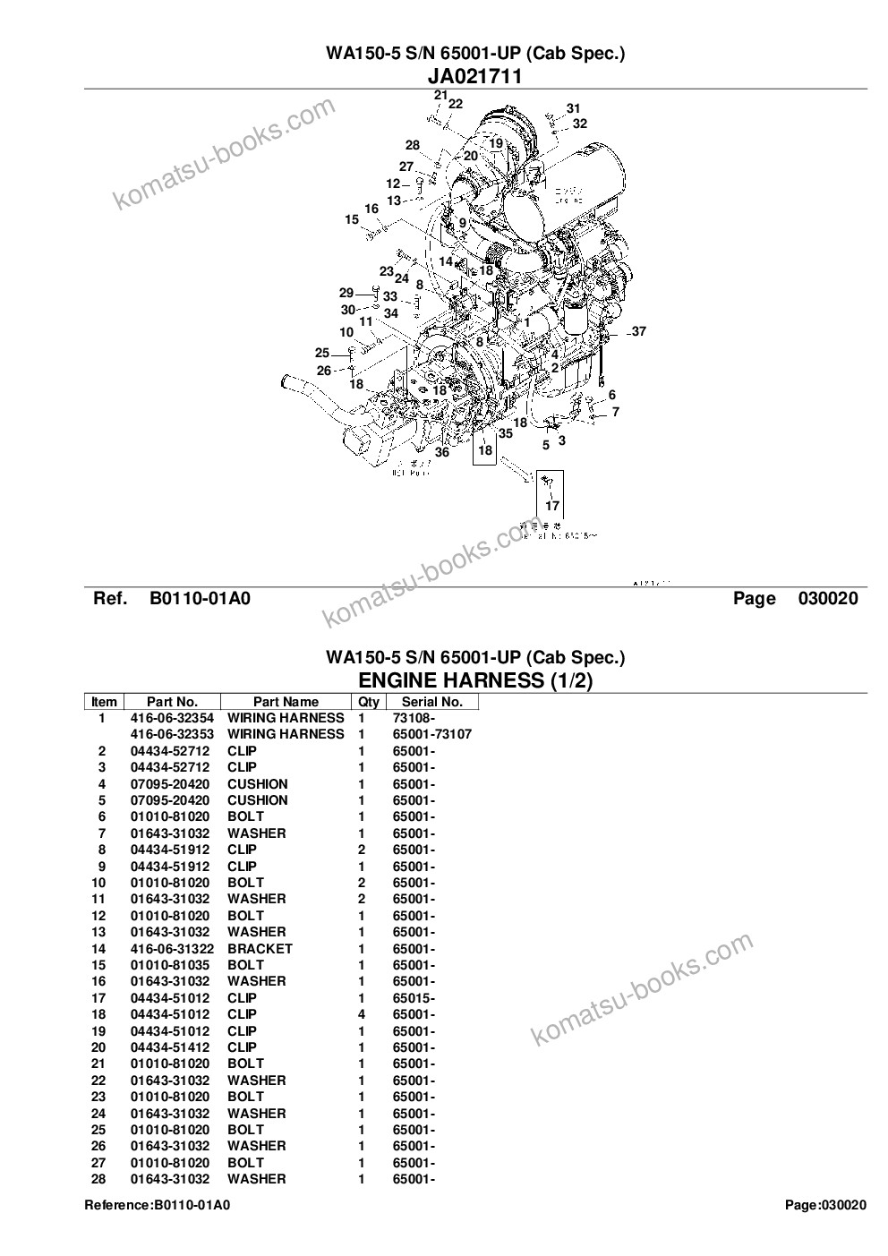 Komatsu wa150-5 s/n 65001-up cab spec. Parts catalog cover Page 5