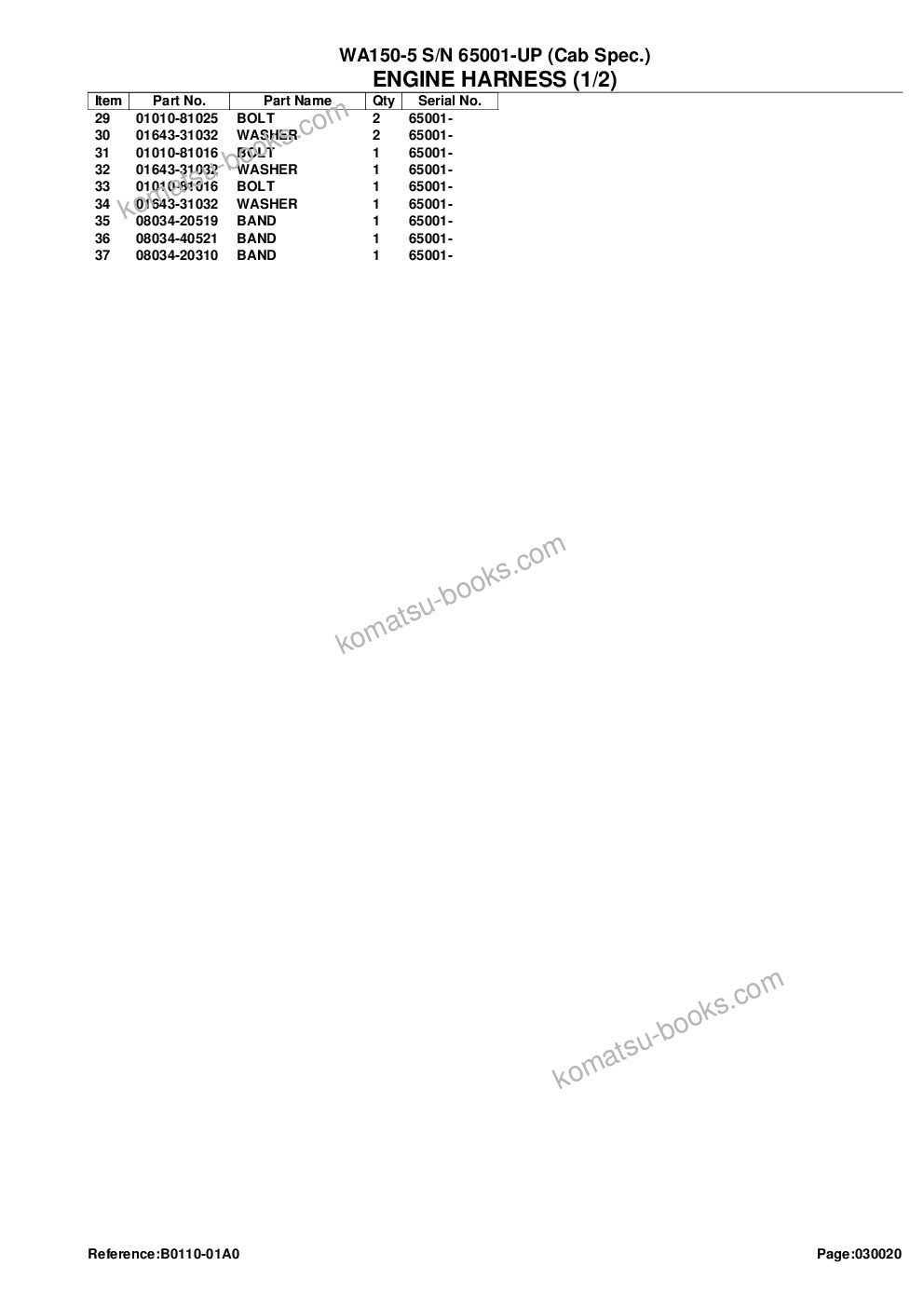 Komatsu wa150-5 s/n 65001-up cab spec. Parts catalog cover Page 6