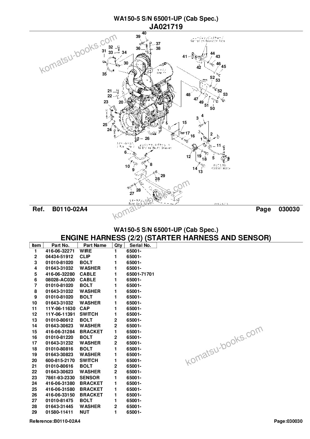 Komatsu wa150-5 s/n 65001-up cab spec. Parts catalog cover Page 7