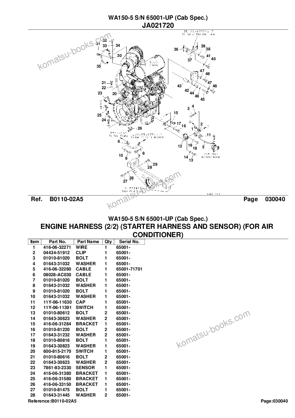 Komatsu wa150-5 s/n 65001-up cab spec. Parts catalog cover Page 9