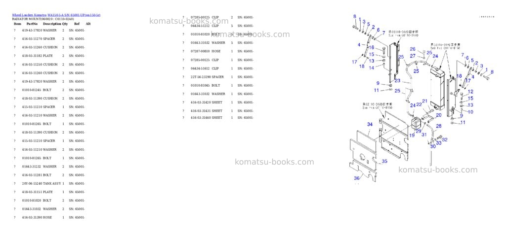 Komatsu wa150-5-a s/n 65001-up Parts catalog cover Page 9