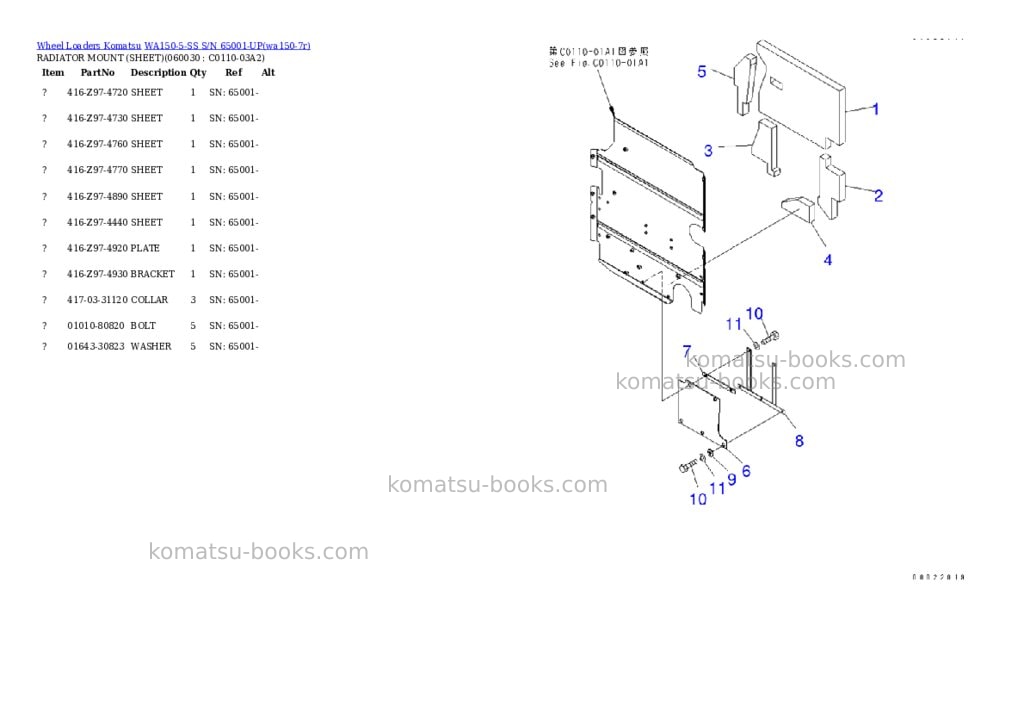 Komatsu wa150-5-ss s/n 65001-up Parts catalog cover Page 9 Komatsu wa150-5-ss s/n 65001-up Parts catalog cover Page 9